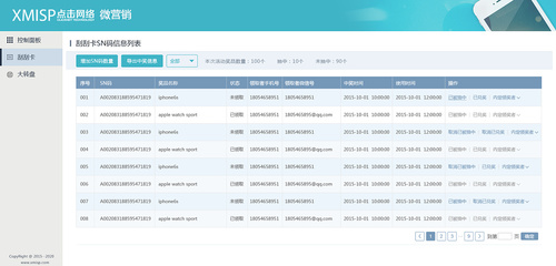 微信营销后台管理系统部分页面